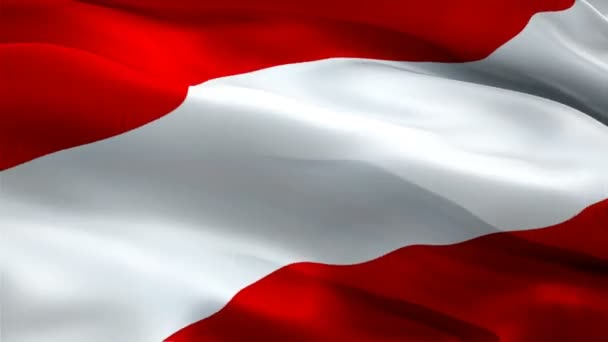 Rakousko Vlajky Video Mávat Větru Realistické Rakouskou Vlajkou Pozadí Rakousko — Stock video