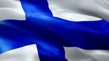 Finlandiya bayrak video rüzgarda sallayarak. Gerçekçi Finlandiya bayrağını arka plan. Finlandiya bayrağı döngü Closeup 1080p Full Hd 1920 x 1080 görüntüleri. Finlandiya AB Avrupa ülke bayrakları görüntüleri için film, haber video