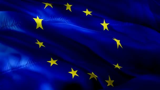 Видео Флагом Европейского Союза Размахивающее Ветром Реалистичный Фон Еврофлага Съемка — стоковое видео