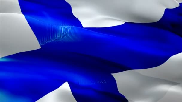 Vlající Vlajka Finska Národní Finská Vlajka Mávání Stopy Finsku Bezešvé — Stock video