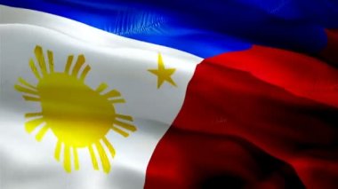 Filipin bayrağı 1080p Full HD 1920X1080 video kaydı rüzgarda dalgalanıyor. Ulusal Manila 3d Filipinler bayrağı dalgalanıyor. Filipinler 'in kusursuz döngü animasyonunun işareti. Filipin bayrağı HD çözünürlüğü Arkaplan 1080p
