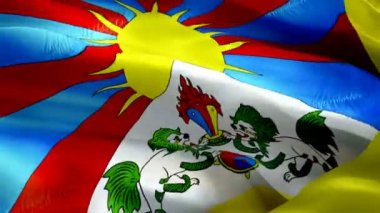 Tibet bayrağı. 3d Tibet bayrak sallama videosu. Tibet 'in kusursuz döngü animasyonunun işareti. Tibet bayrağı yüksek çözünürlüklü arka plan. Tibet bayrağı Bağımsızlık Günü için 1080p HD video, Zafer Günü