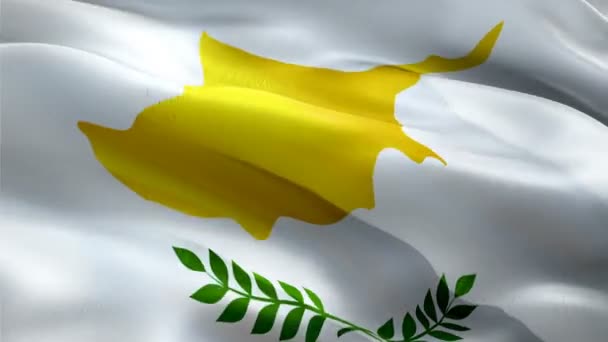 Кипр Флаг Волна Петля Машет Ветру Реалистичный Кипрский Флаг Съемка — стоковое видео