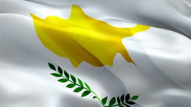 Cypriotisk Flagga Närbild 1080P Full 1920 1080 Footage Vajande Video — Stockvideo