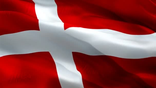 Die Dänische Flagge Weht Wind Videomaterial Voller Realistische Dänische Flagge — Stockvideo