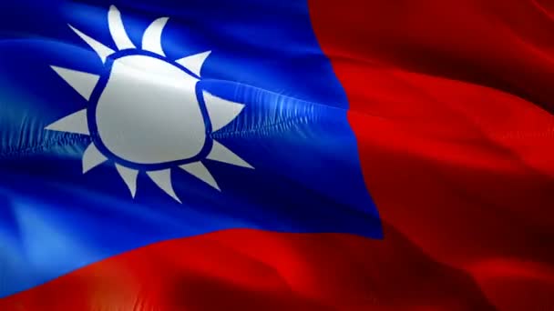 Taiwan Flag Motion Loop Video Waving Wind Realistic Taiwanese Flag — Vídeo de stock