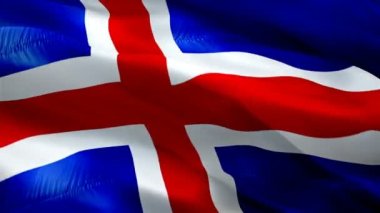 İzlanda bayrağı dalga döngü rüzgarda sallayarak. Gerçekçi İzlanda bayrağı arka plan. İzlanda bayrağı döngü Closeup 1080p Full Hd 1920 x 1080 görüntüleri. İzlanda AB Avrupa ülke bayrakları / diğer Hd bayrakları kullanılabilir