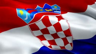 Hırvatistan bayrağı video rüzgarda sallayarak. Gerçekçi Hırvat bayrak arka plan. Hırvatistan bayrağı döngü Closeup 1080p Full Hd 1920 x 1080 görüntüleri. Hırvatistan AB Avrupa ülke bayrakları görüntüleri için film, haber video