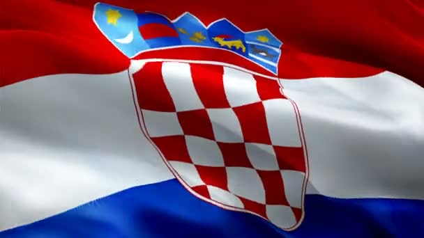Croácia Vídeo Bandeira Acenando Vento Fundo Bandeira Croata Realista Croácia — Vídeo de Stock