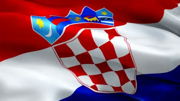 Croatia Flag Video Waving Wind Realistic Croatian Flag Background Croatia — Stock Video