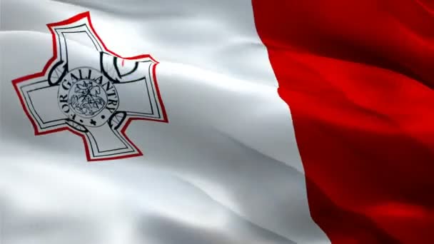 Malta Bandera Vídeo Ondeando Viento Fondo Realista Bandera Maltesa Valletta — Vídeo de stock