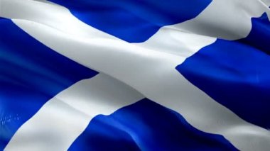 İskoçya bayrağı hareket döngüsü rüzgarda sallanan video. Gerçekçi İskoç Bayrağı geçmişi. Scotland Flag Kapanış Çemberi 1080p Tam HD 1920X1080 görüntü. İskoçya 'nın Avrupa ülkesi film ve haber videolarına bayrak dikti