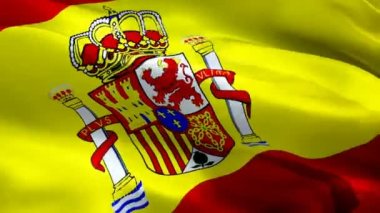 İspanyol bayrağı 1080p Full HD 1920X1080 video kaydı rüzgarda sallanıyor. Ulusal 3D İspanyol bayrağı dalgalanıyor. İspanya 'nın kusursuz döngü animasyonunun işareti. İspanyol bayrağı HD çözünürlüğü Arkaplan 1080p