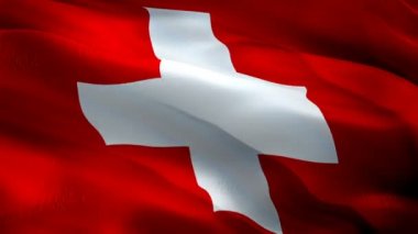 İsviçre bayrağı closeup 1080 p Full Hd 1920 x 1080 görüntüleri video rüzgarda sallayarak. Ulusal 3d İsviçre bayrağı sallayarak. İsviçre sorunsuz döngü animasyon iz. İsviçre bayrağı Hd çözünürlük 1080 p arka plan