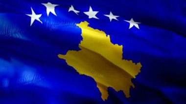 Kosova bayrağı hareket döngüsü rüzgarda dalgalanıyor. Gerçekçi Kosova Bayrağı geçmişi. Kosova Bayrak Döngüsü Kapanışı 1080p Tam HD 1920X1080 görüntü. Kosova Avrupa ülkesi film ve haber videolarına dikkat çekti