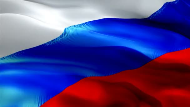 Russian Flag Eagle Emblem Video Waving Wind Realistic Russian Flag — Stock Video