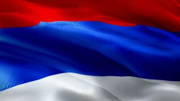 Serbian Flag Closeup 1080P Full 1920X1080 Footage Video Waving Wind — Stock Video