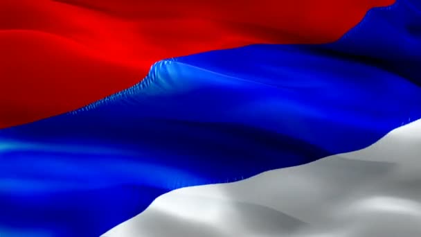 Serbian Flag Closeup 1080P Full 1920X1080 Footage Video Waving Wind — Stock Video