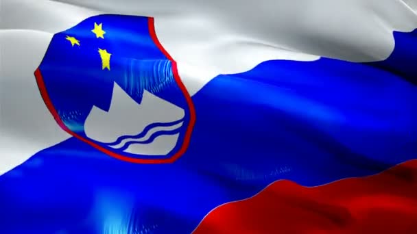 Slovinsko Mává Vlajkou Národní Slovinská Vlajka Mává Znamení Slovinsko Bezproblémové — Stock video