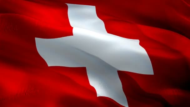 Drapeau Suisse Gros Plan 1080P Full 1920X1080 Images Vidéo Agitant — Video