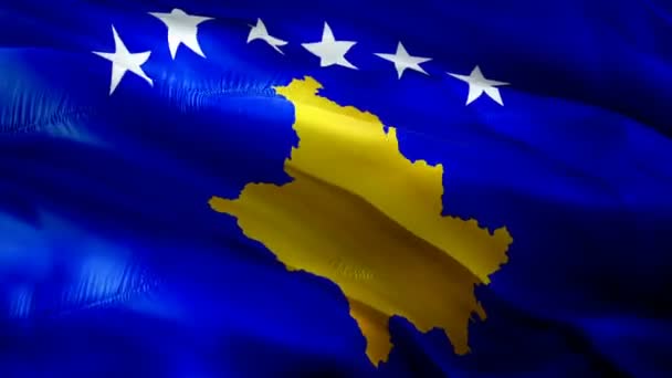 Kosovo Flag Motion Loop Video Waving Wind Realistic Kosovar Flag — стоковое видео