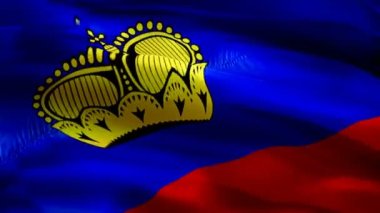Lihtenştayn bayrağı 1080p Full HD 1920X1080 video kaydı rüzgarda dalgalanıyor. Ulusal 3d Liechtenstein bayrağı dalgalanıyor. Lihtenştayn 'ın kusursuz döngü canlandırmasının işareti