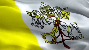 Vatikan bayrağı dalga döngü rüzgarda sallayarak. Gerçekçi Vaticano bayrak arka plan. Vatikan bayrağı döngü Closeup 1080p Full Hd 1920 x 1080 görüntüleri. Vatikan AB Avrupa ülke bayrakları / diğer Hd bayrakları kullanılabilir