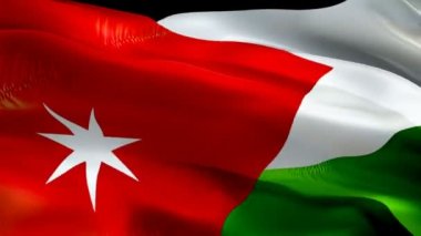 Jordan Flag Motion Loop videosu rüzgarda dalgalanıyor. Gerçekçi Jordan Flag geçmişi. Ürdün Bayrak Döngüsü Kapanışı 1080p Tam HD 1920X1080 görüntüsü. Ürdün Ortadoğu ülkelerinin bayraklarında film ve haber videoları