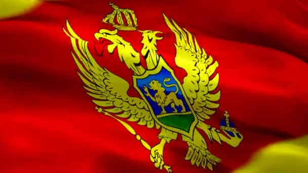 Die Flagge Der Montenegrinischen Insel Weht Wind Realistischer Hintergrund Der — Stockvideo