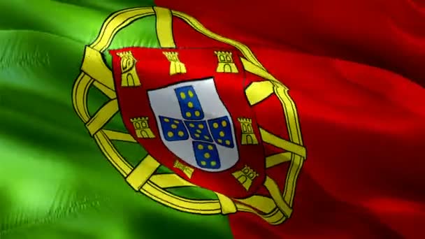 Portugal Bandeira Motion Loop Vídeo Acenando Vento Fundo Realista Bandeira — Vídeo de Stock