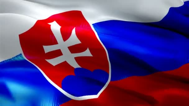 Slovakia Flag Motion Loop Video Waving Wind Realistic Slovakian Flag — Stock Video