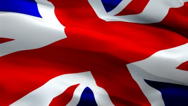 British Union Jack Drapeau Vidéo Agitant Dans Vent Fond Réaliste — Video