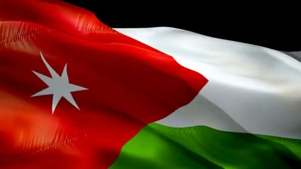 Bandera Jordania Primer Plano 1080P Full 1920X1080 Metraje Vídeo Ondeando — Vídeos de Stock