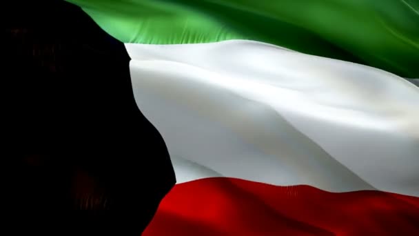 Kuvajtská Vlajka Motion Loop Video Vlnící Větru Realistické Pozadí Kuvajtské — Stock video
