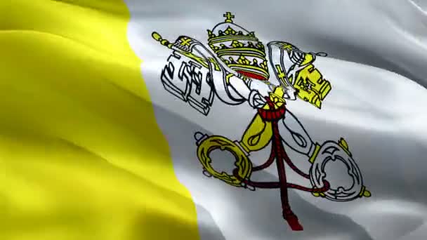 Vaticano Flag Closeup 1080P Full 1920X1080 Footage Video Winkt Wind — Stockvideo