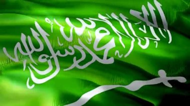Suudi Arabistan sorunsuz rüzgar sallayarak bayrak video döngü. Gerçekçi Suudi bayrağı arka plan. Suudi Arabistan Flag döngü çekim 1080p Full HD 1920x1080 görüntüleri. Suudi Arabistan Mekke Orta Doğu ülkesi