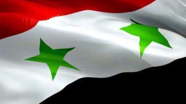 Suriye bayrağı sallıyor. Suriye 'nin ulusal 3D Arap bayrağı dalgalanıyor. Suriye 'nin kusursuz döngü animasyonunun işareti. Suriye bayrağı HD çözünürlüğü. Suriye bayrağı Orta Doğu Kapanış 1080p Tam HD video sunumu