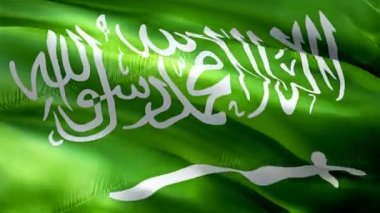Suudi Arabistan dalgalanan bayrak. Ulusal 3d Suudi bayrak sallayarak. Suudi Arabistan sorunsuz döngü animasyon iz. Suudi bayrak Hd çözünürlük arka plan. Arabistan bayrağı Closeup 1080p Full Hd video sunum için