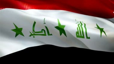 Rüzgar görüntülerinde sallanan Irak bayrağı Full HD. Gerçekçi Irak Bayrağı geçmişi. Irak Bayrak Döngüsü Kapanışı 1080p Tam HD 1920X1080 görüntü. Irak Ortadoğu Ülkesi Allah Tam HD bayrağını çekti