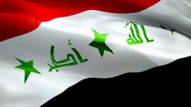 Irak Bayrak Dalgası Döngüsü rüzgarda dalgalanıyor. Gerçekçi Irak Bayrağı geçmişi. Irak Bayrak Döngüsü Kapanışı 1080p Tam HD 1920X1080 görüntü. Irak Bağdat Orta Doğu ülkesi bayrakları / Diğer Allah HD bayrakları kullanılabilir