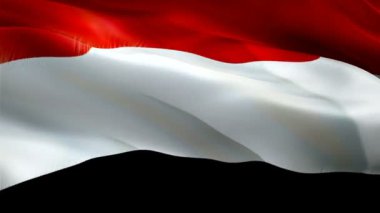 Yemen hareket döngüsü videosu rüzgarda dalgalanıyor. Gerçekçi Yemen bayrağı geçmişi. Yemeni Sana 'a Bayrak Kapanışı 1080p Tam HD 1920X1080 görüntüsü. Yemen Ortadoğu ülke bayraklarında film ve haber videoları var