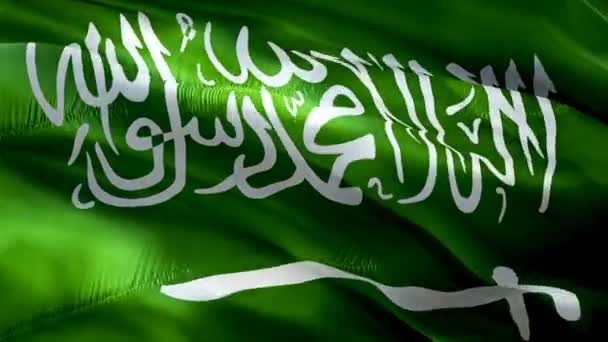 Bandiera Saudita Sventola Nel Video Del Vento Full Realistico Sfondo — Video Stock