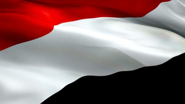 Yemen Flag Motion Loop Video Waving Wind Realistic Yemen Flag — Vídeo de Stock