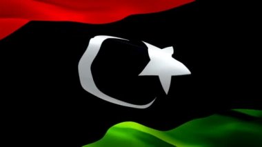 Libya bayrağı sallıyor. Ulusal 3D Libya bayrağı dalgalanıyor. Libya 'nın kusursuz döngü animasyonunun işareti. Libya bayrağı yüksek çözünürlüklü arka plan. Libya bayrağı 1080 p Tam HD video sunumu