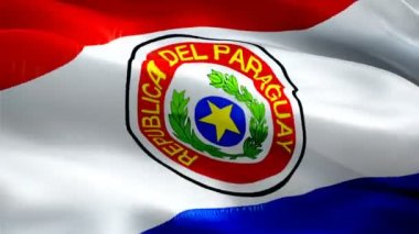 Paraguay bayrağı sallıyor. Ulusal 3D Paragu bayrağı dalgalanıyor. Paraguay 'ın kusursuz döngü animasyonunun işareti. Paraguay bayrağı yüksek çözünürlüklü arka plan. Paraguay bayrağı 1080p Tam HD video sunumu