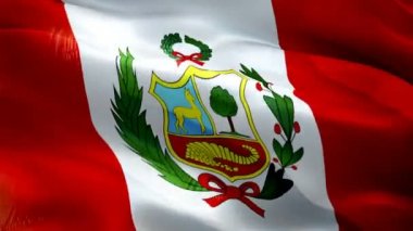 Peru bayrağı hareketli döngü videosu rüzgarda dalgalanıyor. Gerçekçi Peru Bayrağı geçmişi. Peru Bayrak Döngüsü Kapanışı 1080p Tam HD 1920X1080 görüntü. Peru Güney Amerika ülkesi film ve haber videolarını bayraklandırdı