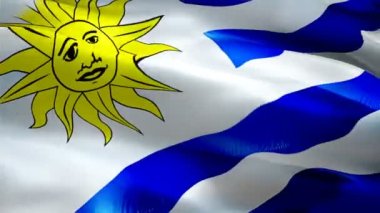 Uruguay bayrağı sallıyor. Ulusal 3d Uruguay bayrağı dalgalanıyor. Uruguay 'ın kusursuz döngü animasyonunun işareti. Uruguay bayrağı yüksek çözünürlüklü arka plan. Sunum için Uruguay bayrağı 1080p Tam HD video
