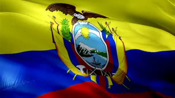 Ecuadors Flagge Weht Wind Realistischer Hintergrund Der Ecuadorianischen Flagge Ecuador — Stockvideo