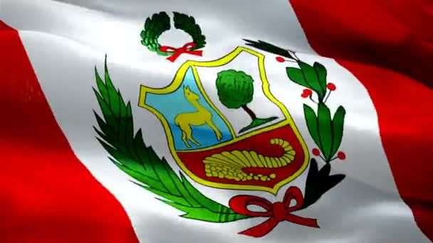 Peru Schwenkt Flagge Peruanische Nationalflagge Geschwenkt Zeichen Der Perus Nahtlose — Stockvideo
