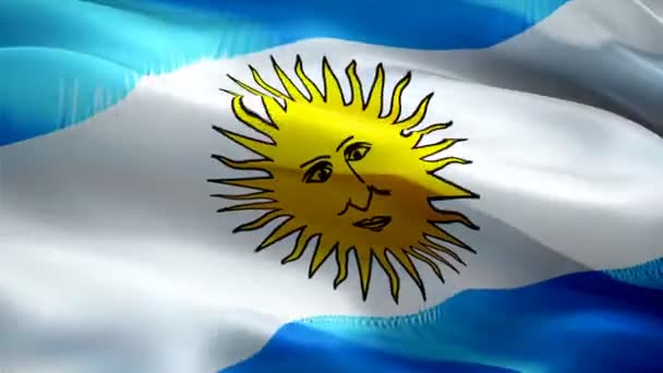 Argentinien Flagge Motion Loop Video Weht Wind Realistischer Hintergrund Der — Stockvideo